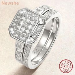 Cluster Rings She 925 Silver Engagement Wedding For Women CZ Diamond Ring Set Original Certified Vintage Fine Jewellery BR2033