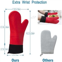 1/2Pcs Professional Oven Gloves Heat Resistant Silicone Gloves Oven Mitts Non-Slip Cooking Barbecue Gants With Soft Inner Lining