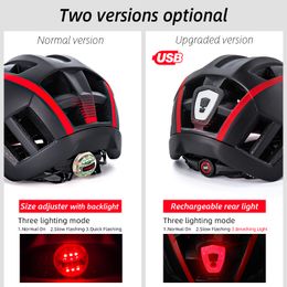 Victgoal Bicycle Helmet LED Moutain Road USB Rechargeable Light Cycling Helmet For Man Sun Visor Goggles Men MTB Bike Headgear