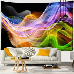 Colourful Line Tapestry Wall Hanging Art Hippie Background Ccloth Bohemian Table Mat Living Room Home Decor