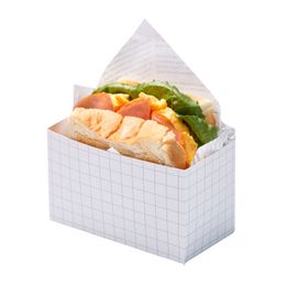 50Sets Kraft Paper Sandwich Burger Packaging Boxes Toast Holding Bread oilpaper Paper Tray Package Pastry Bakery Party Gift