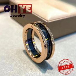 Brand Black and White Ceramic Ring Luxury Jewelry with 925 Original Valentines Day Gift Couple Classic rings for women 240401
