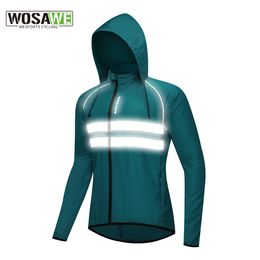 WOSAWE Windproof Men's Cycling Jacket Reflective Bicycle Windbreaker Outdoor Sports Wind Coat Water Repellent MTB Bike Jersey