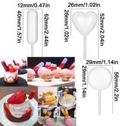 50Pcs Dropper Squeeze For Cake Ice Cream Plastic Straw Heart Round Cylindrical Dessert Baking Tools Injector Kitchen Supplies