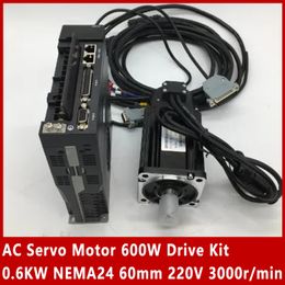 AC Servo Motor 600W Drive Kit 0.6KW NEMA24 60mm 220V 3000r/min Modbus RS485 Replace Yaskawa Panasonic Fuji Delta for CNC Cheap