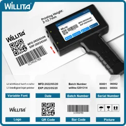 Printers Willita Portable Handheld Inkjet Printer For Batch Number Barcode UV QR Code Logo Textile Hand Date Printer Label Coding Machine