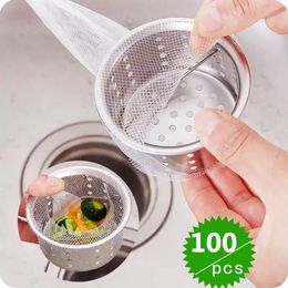 100Pcs Disposable Kitchen Sink Strainer Bag Home Food Residue Drain Environmental Bag Shower Hair Stopper Sewer Water Nets