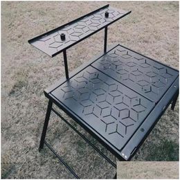 Camp Furniture Tryhomy 2 Unit Folding Igt Table Outdoor Aluminum Alloy Lightweight Portable Tactical Cam Brazier Burner Drop Delivery Dhgqz