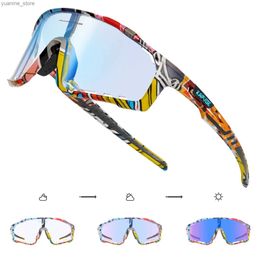 Outdoor Eyewear Kapvoe Colour Photochromic Sunglasses Cycling Glasses Men Women Sports Speed Road Mountain Bike Bicycle Cycle Eyewear Goggle Y240410