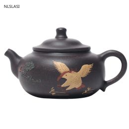 Chinese Yixing tea pot purple clay filter teapot beauty kettle Raw ore Black gold purple sand Handmade Tea set Authentic 200ml