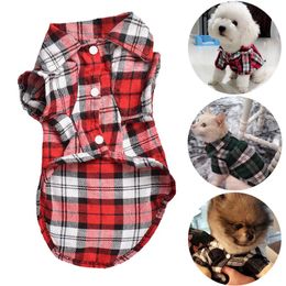 Pet Shirts Classic Plaid Pet Dog Clothes for Small Dogs French Bulldog Puppy Dog t-Shirt for Dogs Pets Clothing