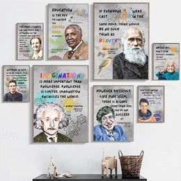 Famous Scientist Poster Printable Science Classroom Kids Room Inspirational Quotes Canvas Painting Art Wall Home Decor Picture