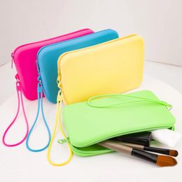 Storage Bags Silicone Cosmetic Bag Waterproof Makeup Toiletry Zipper Travel Pouch Organizer