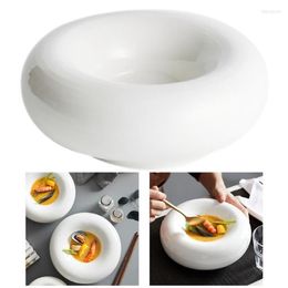 Plates 1Pcs Round Thick Vegetable Plate Pure White Western Dinner Pasta Ceramic Disc Heat Preservation Dish262x