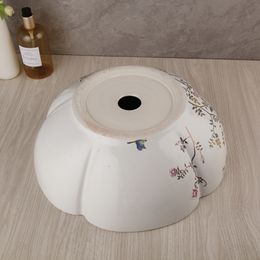 Torayvino Art Ceramic Basin Flower Bird Washbasin Bathroom Basin Sink Set Rotated Antique Brass Faucet Mixer Tap Pop Up Drain