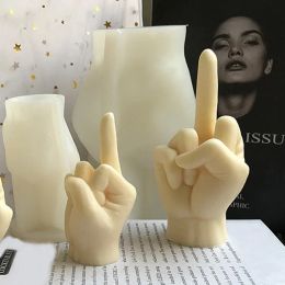 Large 3D Middle Finger Candle Silicone Mold Creative Gesture Finger Candle Making Tools DIY Soap Gypsum Resin Molds Home Crafts