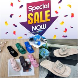 2024 Designer slides Luxury Sandals Women Slip On Black pink green white grey Pool suede rhinestone VELCRO GAI fashion week party 35-42