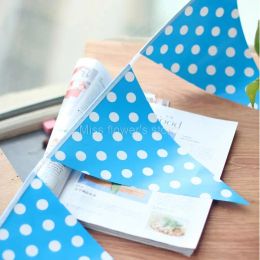 Colorful Burgee Paper Flag Polka Dot Bunting Banner Pennant For Home Wedding Children's Birthday Party Decor 2.5M