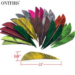 50Pcs Archery Fletches 2.5 Inch Parabolic Fletching Ink Painting Arrow Feathers for Hunting Shooting