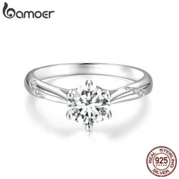 Band Rings BAMOER D Colour VVS1 EX Molybdenum Ring 1ct Round Molybdenum Diamond Card Engagement 925 Sterling Silver Ring J240410