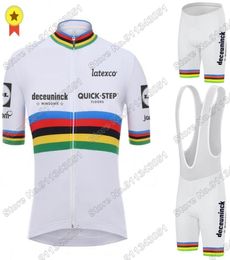 White World Quick Step Cycling Jersey Set Race Clothing Road Bike Suit Bicycle Bib Shorts Maillot Cyclisme Racing Sets2198340