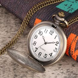 Classic Ball Series Patterns Full Hunter Bronze Quartz Necklace Watch Arabic Numerals Dial Pendant Clock Gifts for Kids