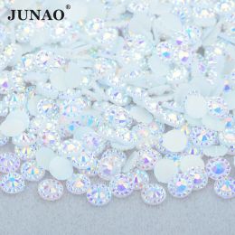 JUNAO 4 5 6mm Pink AB Round Flower Rhinestone Nail Crystal Strass Stickers Flatback Resin Stones for Nail Clothes Jewelry Crafts