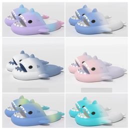 2024 Top Designer Quality shoes sandal Summer Shark Slippers Shark Slides Thick Soled Shoes Kids flat sandals Gradient Flip Flops