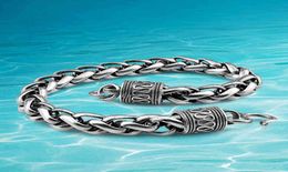 Solid 925 Sterling Bracelets Bangles Men Vintage Style Thai Silver Men039s Bracelet Wide 7mm3452156