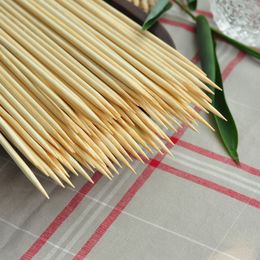 30cm x 4mm 100pcs Disposable Bamboo Skewers Natural Wood BBQ Skewers Potato Tower Sticks for Meat Apple Candy Restaurant Bar