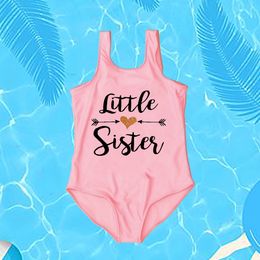 Big /litttle Sister Matching Swimwear Baby Girl One Piece Swimsuit for 2-7year Toddler Bikini Bathing Suits Childrens Beachwear