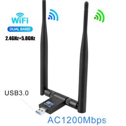 Cards 5dbi Dual Antenna Wireless Network Card Adapter 1300M 3.0 USB WIFI Receiver 2.4G/5G Dual Band Adapter for Desktop Laptop