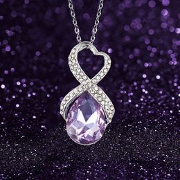 New Amethyst Necklace with Full Diamond Twisted 8-line Bride Pendant and Collar Chain Jewellery