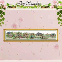 European Town Scenery Counted Cross Stitch Handmade 11CT 14CT 16CT Stamped DMC Cross Stitch Kit Embroidery Home Decor Needlework