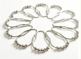 12 pcspack Fashion Polished Satin Nickel 5 Roller ball Shower Curtain Rings Curtain Hooks9655558