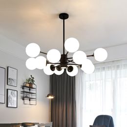 Busmos Modern Living Room LED Chandelier Glass Ball Lamp Magic Bean Ceiling Chandelier Dining Room Bedroom Lighting Fixtures