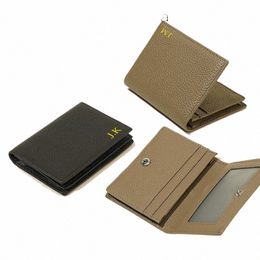 man Custom Name Busin Card Holder Simple Portable Practical Cowhide Card Wallet Genuine Leather Large Capacity Men's Wallet r28R#