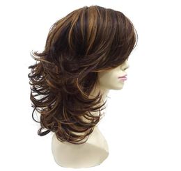 Women039s Wig Auburn Layered Medium Curly Hairstyles For Thick Hair Synthetic Full Wigs2683976