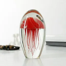 Decorative Figurines Miniature 3D Jellyfish Crystal Model Glass Paperweight Art Ocean Gift Handmade Crafts Fengshui Home Decor
