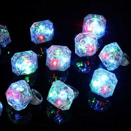 Led Rave Toy 1Pcs LED Flashing Diamond Finger Ring Glowing Finger Light Children Boys Girls Rave Wedding Party Birthday Toy Gifts 240410