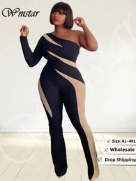 Wmstar Plus Size Women Clothes Jumpsuit Single Sleeve Fashion Sexy Patchwork Romper Office Lady Wholesale Drop 240410