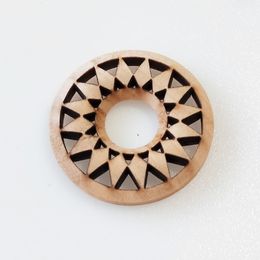 10pcs 35-50mm Natural Wooden Beads Round Sunflower Hollow Wood Chips Earrings Laser Cutting Handmade Beads DIY Jewellery Making