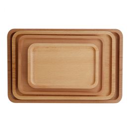 Simplicity Wooden tray Children's Non-Divided Plate Rectangular Breakfast Tea Tray Fruit Plate Restaurant Wooden Utensils