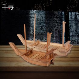 New luxury sashimi boat dry ice boat sashimi platter sushi tableware Japanese cuisine wooden sushi boat bamboo sushi tool sushi