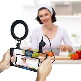 Photography Selfie Ring Light with Cell Phone Holder Tripod Stand Microphone LED Camera for Live Stream Makeup Vlogging Video