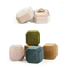 Jewelry Pouches 2024 Velvet Box Octagonal Ring Double Wedding With Detachable Lid Organizer Storage