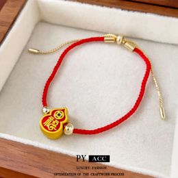 Dripping Oil Gourd Lucky Character Woven New Chinese Style Niche Fashion Versatile Bracelet, New Year Festive Temperament Bracelet for Women