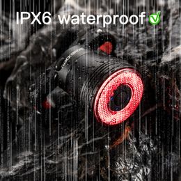 ROCKBROS Bike IPx6 Waterproof Smart Brake Sensing Light Auto Start/Stop LED Charging Cycling Taillight Bicycle Light Accessories