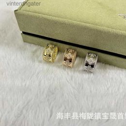 High quality VVS diamond vanclef clover rings women v Gold Plated High Quality Kaleidoscope Ring Wide and Narrow Finger Womens Diamond Senior Jewelry with brand box