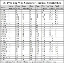 10/50Pcs SC Type Wire Nose Terminal SC6 SC10 SC16 SC25 Bare Copper Battery Block Lugs Hole ID 6 8 10 12mm Crimp Wire Connector